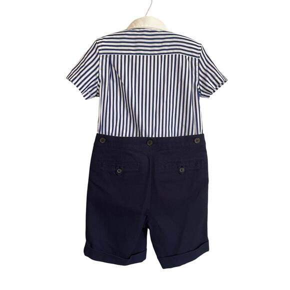 Ralph Lauren Baby Boy Navy Striped White Collar Shirt & Shorts Set  | 24 Months - Picture 4 of 8